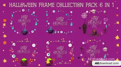 Halloween Frames Collection Pack 6 in 1 Elements template preview