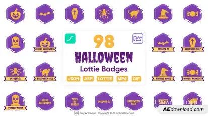 Halloween Lottie Badges Titles template preview