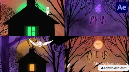 Halloween Owl Horror Logo Opener for After Effects Logo Stings template preview
