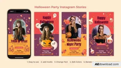 Videohive Halloween Party Instagram Stories 54649862 Openers template preview