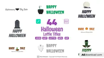 Halloween Sale&Title Lottie Collection Titles template preview