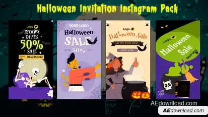 Halloween Sale Offer Instagram Stories & Posts Video Displays template preview