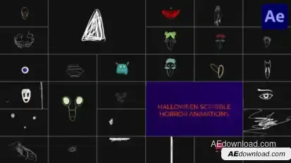 Halloween Scribble Horror Animations for After Effects Elements template preview