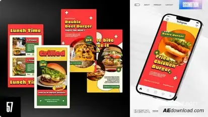 Hamburger Instagram Stories Video Displays template preview