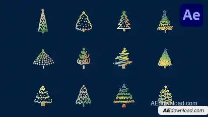 Hand Drawn Christmas Tree | AE Elements template preview