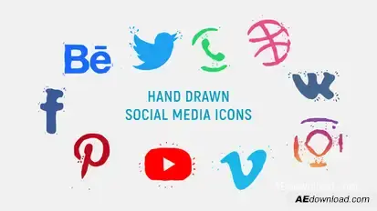 Hand Drawn Social Media Icons Logo Stings template preview
