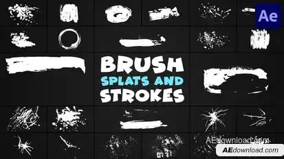 Hand-Made Brush Splats And Strokes | After Effects Elements template preview