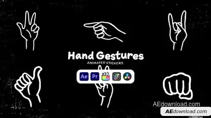 Hands & Gestures Animated Stickers Elements template preview