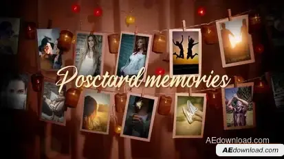 Hanging Postcards Slideshow Openers template preview