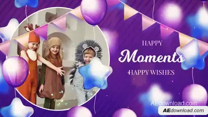 Happy Birthday 4 Video Displays template preview