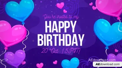 Happy Birthday 4 Video Displays template preview