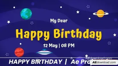 Videohive Happy Birthday Cosmic Video Displays template preview