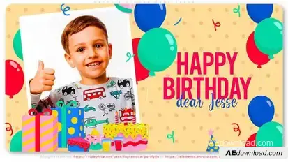 Happy Birthday Dear Jesse Video Displays template preview