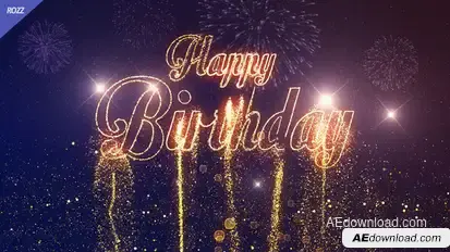 Happy Birthday Gold Line Flare Wish Black Logo Stings template preview