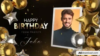 Happy Birthday Golden Style Openers template preview
