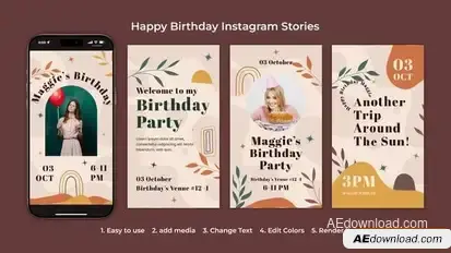 Videohive Happy Birthday Instagram Stories 54502026 Video Displays template preview