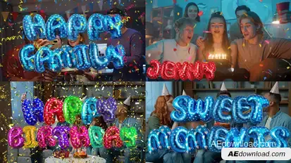 Happy Birthday letters Collection Elements template preview