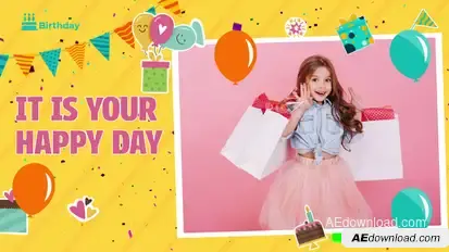 Happy Birthday Slideshow Video Displays template preview