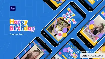 Happy Birthday Stories Pack Video Display After Effect Template Product Promo template preview