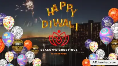 Happy Diwali Balloons Reveal Logo Stings template preview