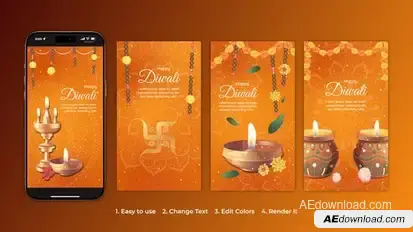 Videohive Happy Diwali Instagram Reels & Stories Openers template preview