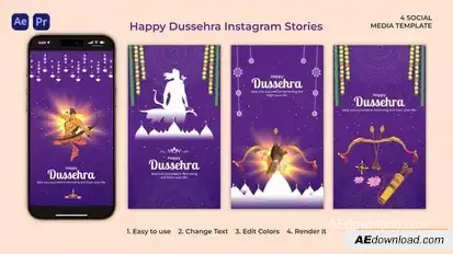 Videohive Happy Dussehra Instagram Stories 54328641 Openers template preview