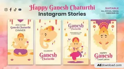 Videohive Happy Ganesh Chaturthi Instagram Stories Openers template preview