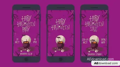 Happy Halloween Social Media Pack 3 in 1 broadcast-packages template preview