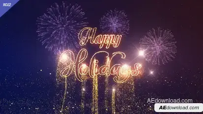 Happy Holidays Gold Line Flares Black Logo Stings template preview