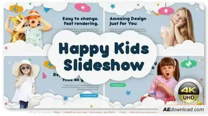 Happy Kids Bright Slideshow Openers template preview