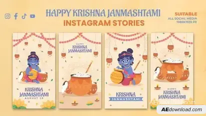 Videohive Happy Krishna Janmashtami Instagram Story Openers template preview