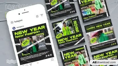 Happy New Year Instagram Promo Post Elements template preview