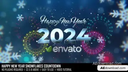 Happy New Year Snowflakes Countdown Openers template preview