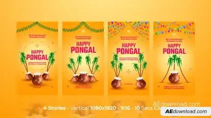 Happy Pongal Greetings Instagram Stories Openers template preview