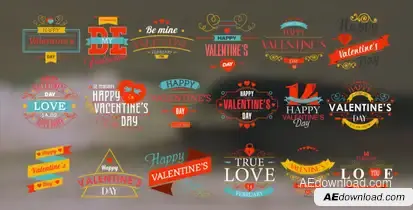 Happy Valentine's Day Badges Pack Openers template preview