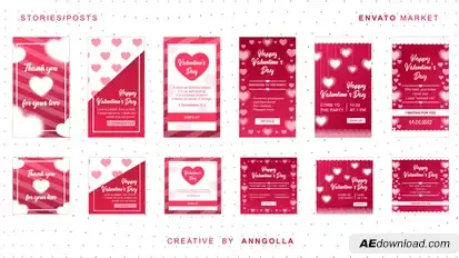 Happy Valentines Day 6 Stories + Posts Titles template preview