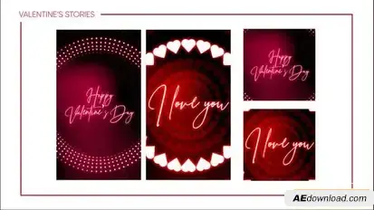 Happy Valentines Day Greeting Card + Stories Openers template preview