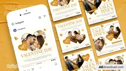 Happy Valentines Day Instagram post Video Displays template preview