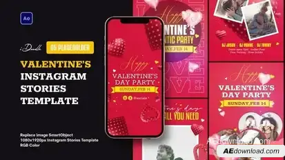 Happy Valentines Day Instagram Stories Openers template preview