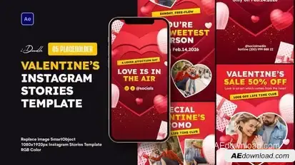 Happy Valentines Day Instagram Stories Openers template preview