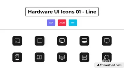 Hardware UI Icons 01 - Line Elements template preview