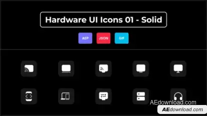 Hardware UI Icons 01 - Solid Elements template preview