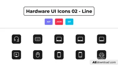 Hardware UI Icons 02 - Line Elements template preview