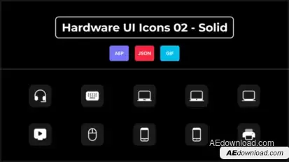 Hardware UI Icons 02 - Solid Elements template preview
