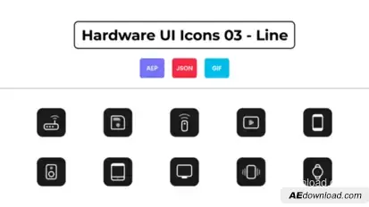 Hardware UI Icons 03 - Line Elements template preview