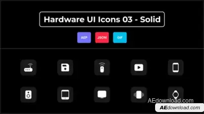 Hardware UI Icons 03 - Solid Elements template preview