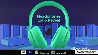 Headphones Logo Reveal Logo Stings template preview