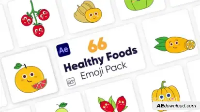 Healthy Food Emojies for After Effects Product Promo template preview