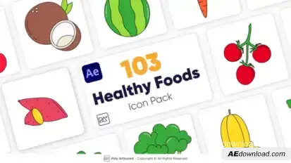 Healthy Food Icons For After Effects Product Promo template preview