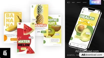 Healthy Food Instagram Stories Video Displays template preview